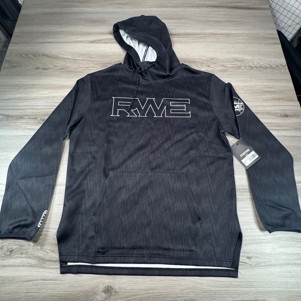 Overtime‎ RWE Black Graphic Hoodie Pullover Long Sleeve Men's Large NWT